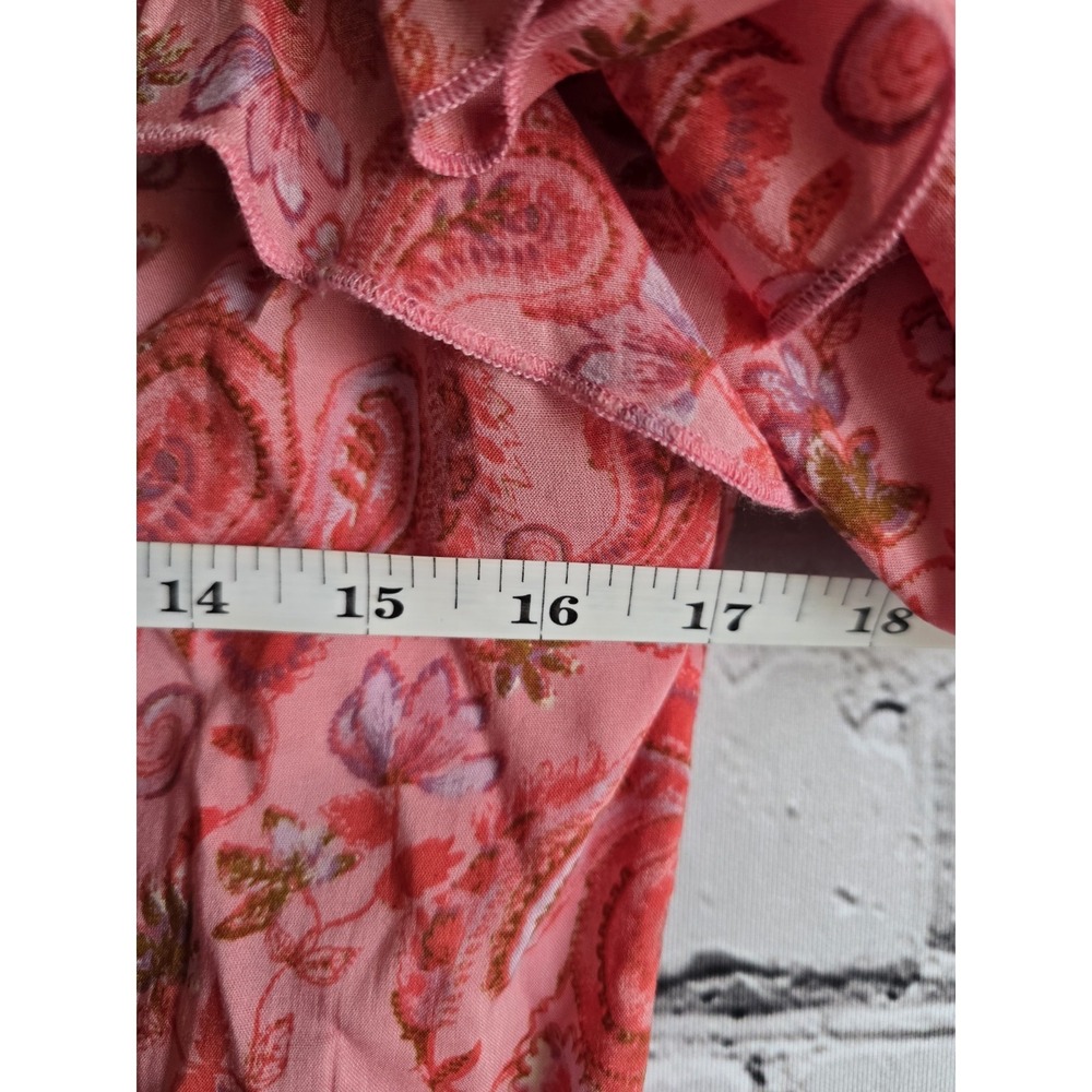 Free People Call Me Later Ruffle Sleeve Bodysuit Pink Combo New Size Medium - Picture 10 of 10